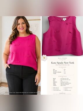 Kate Spade New York Target Pink Bow Top Womens XXL Sleeveless Shell Blouse.